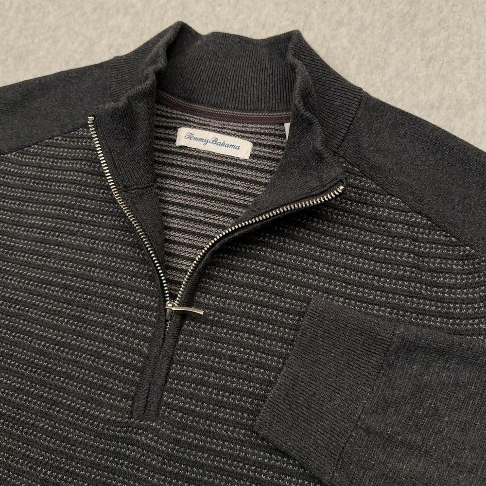 Tommy Bahama Seaport Half-Zip Sweater Men's L Gray Stretch Pullover Preppy Golf‎
